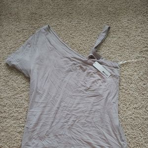 LA Made Slouchy One Shoulder Gray Top